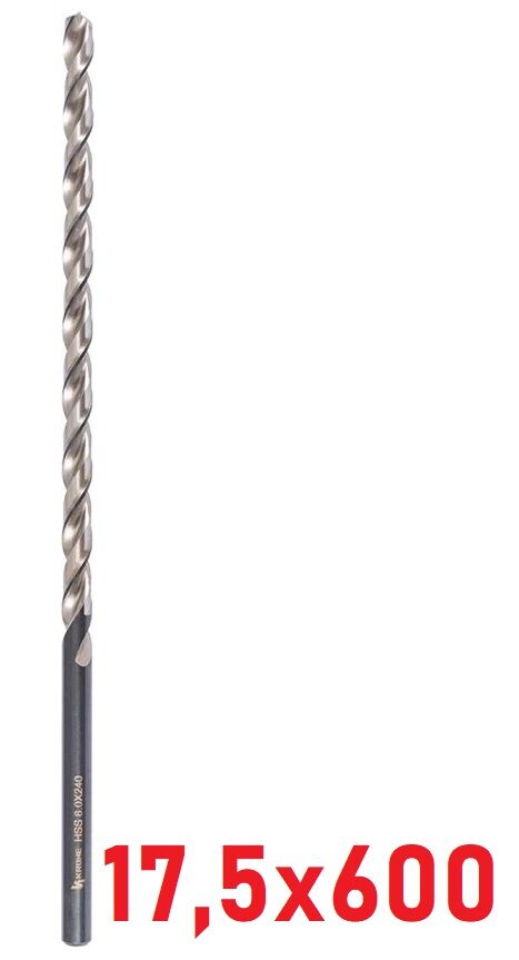 Ø17,5 x 600 mm Uzun Matkap Ucu DIN 1869 HSS