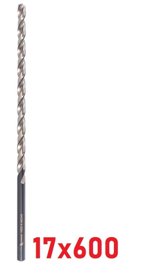 Ø17 x 600 mm Uzun Matkap Ucu DIN 1869 HSS