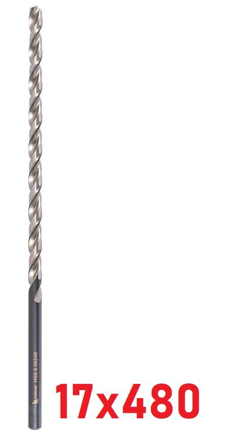 Ø17 x 480 mm Uzun Matkap Ucu DIN 1869 HSS