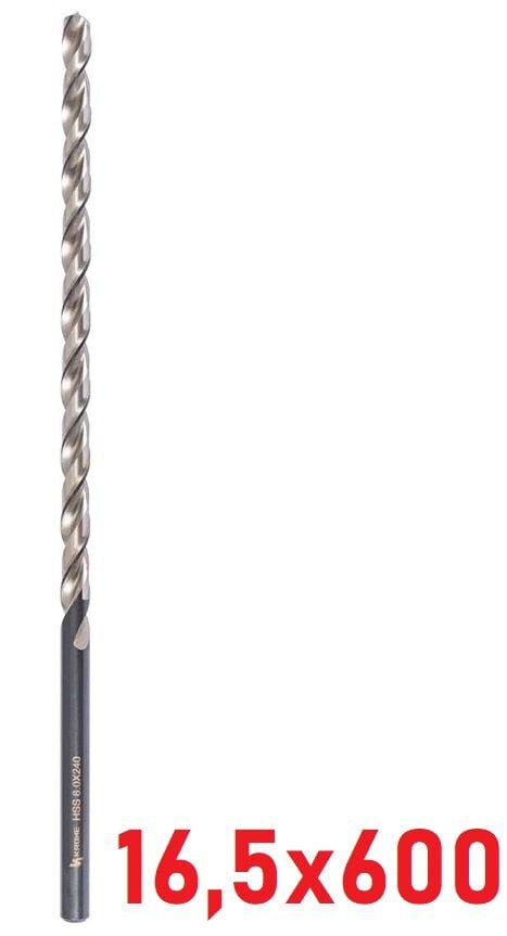 Ø16,5 x 600 mm Uzun Matkap Ucu DIN 1869 HSS