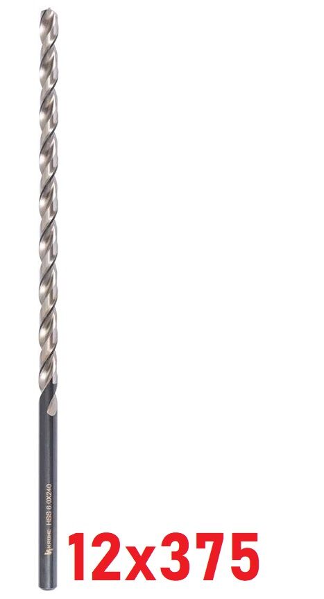 Ø12 x 375 mm Uzun Matkap Ucu DIN 1869 HSS