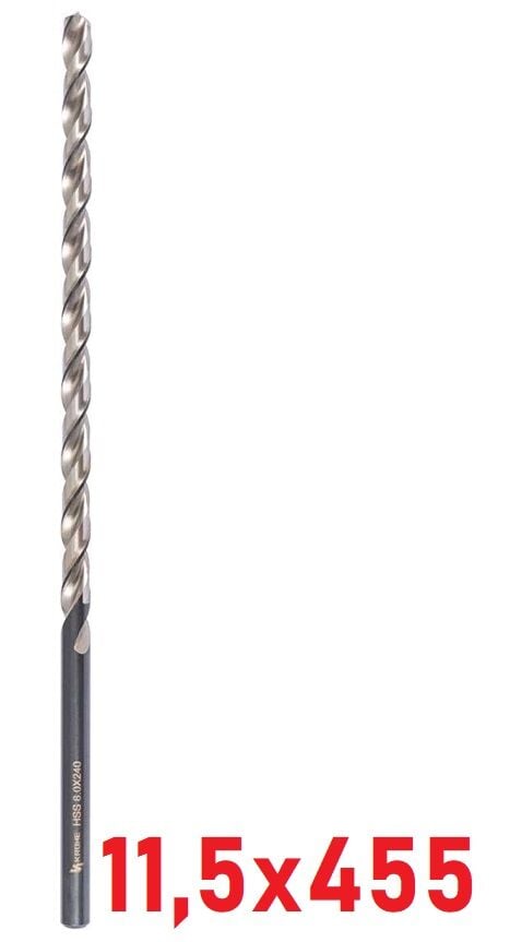 Ø11,5 x 455 mm Uzun Matkap Ucu DIN 1869 HSS