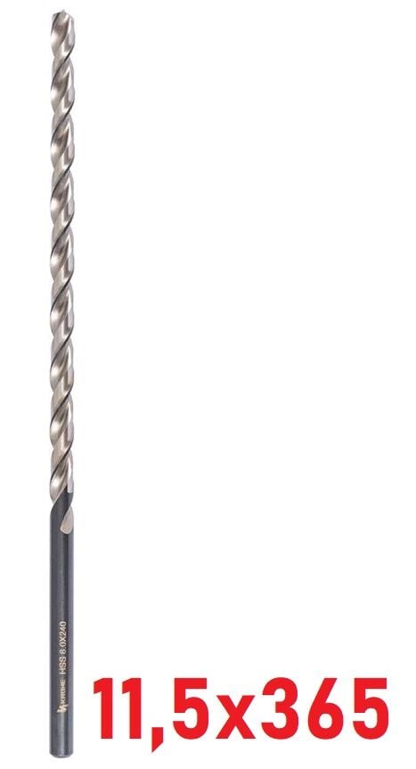 Ø11,5 x 365 mm Uzun Matkap Ucu DIN 1869 HSS