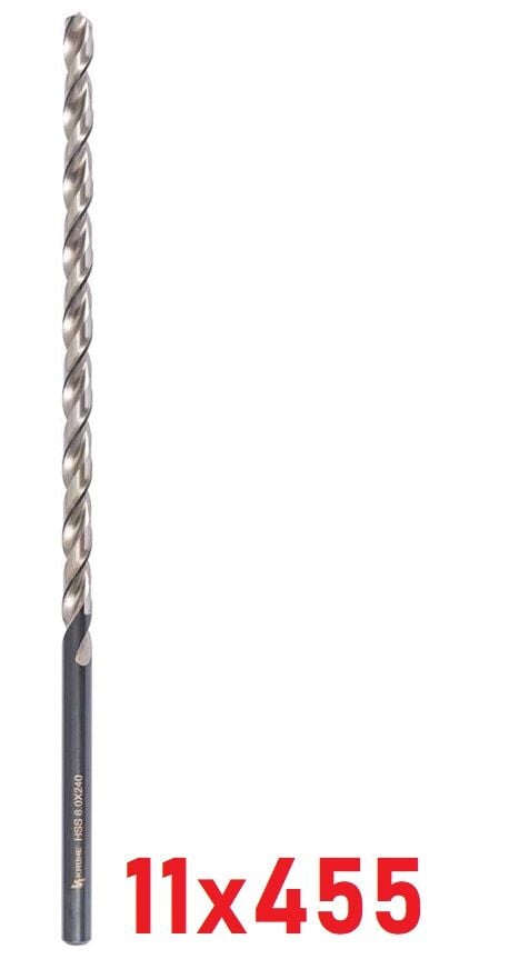 Ø11 x 455 mm Uzun Matkap Ucu DIN 1869 HSS