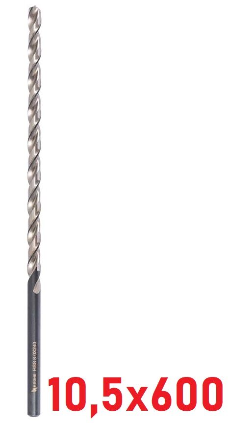 Ø10,5 x 600 mm Uzun Matkap Ucu DIN 1869 HSS