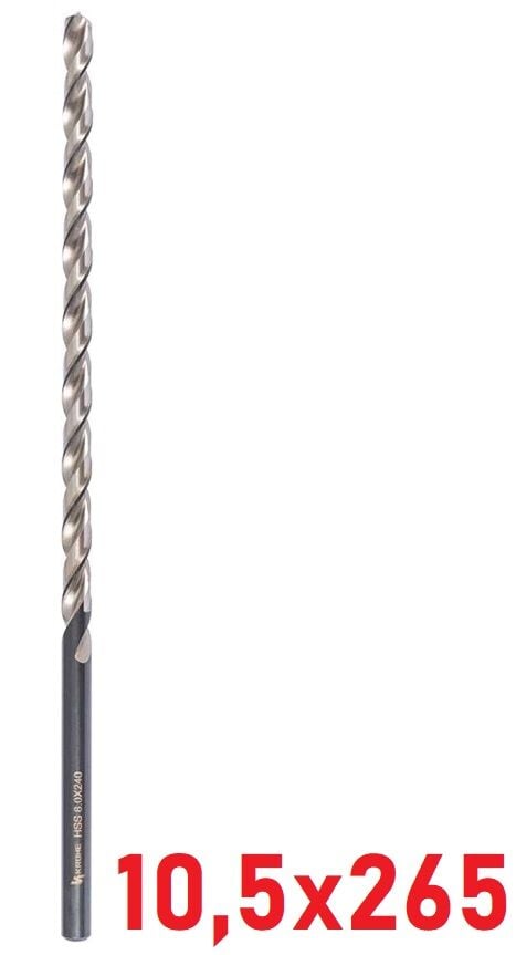 Ø10,5 x 265 mm Uzun Matkap Ucu DIN 1869 HSS