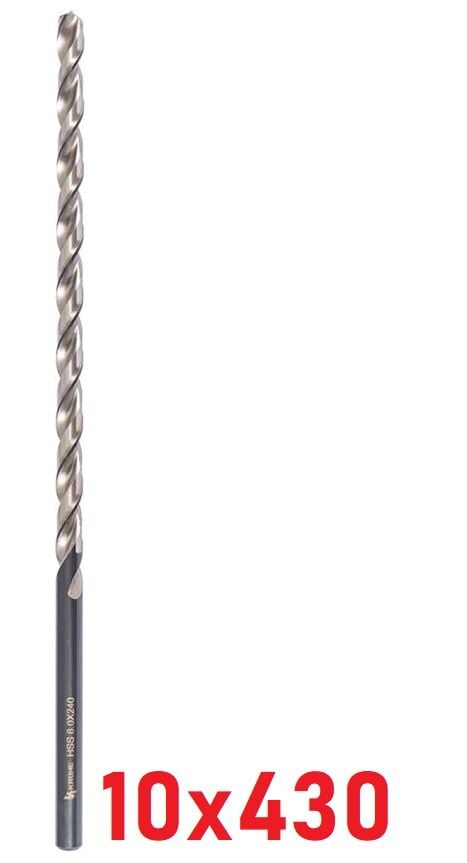Ø10 x 430 mm Uzun Matkap Ucu DIN 1869 HSS