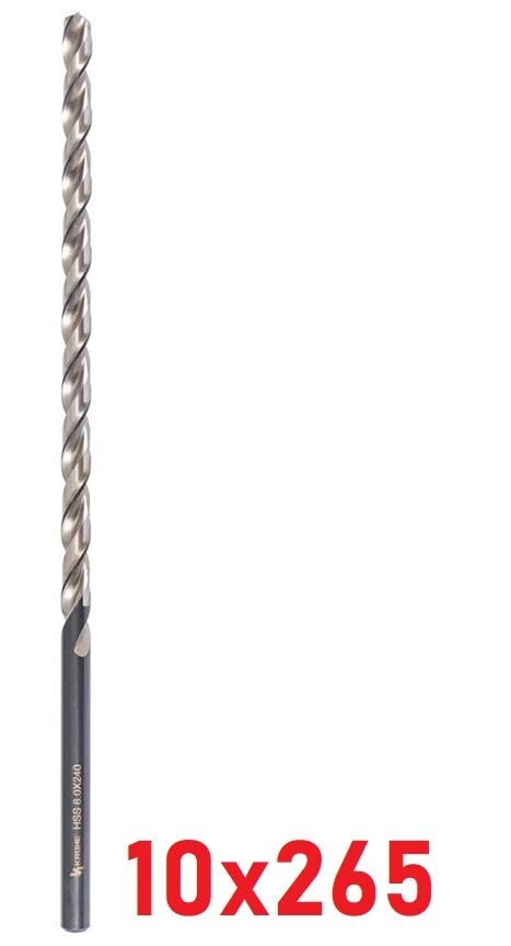 Ø10 x 265 mm Uzun Matkap Ucu DIN 1869 HSS