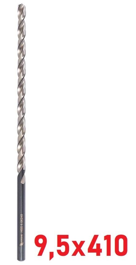 Ø9,5 x 410 mm Uzun Matkap Ucu DIN 1869 HSS