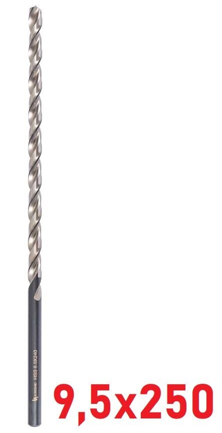 Ø9,5 x 250 mm Uzun Matkap Ucu DIN 1869 HSS