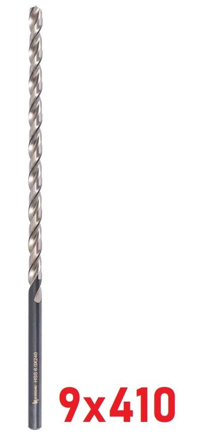 Ø9 x 410 mm Uzun Matkap Ucu DIN 1869 HSS