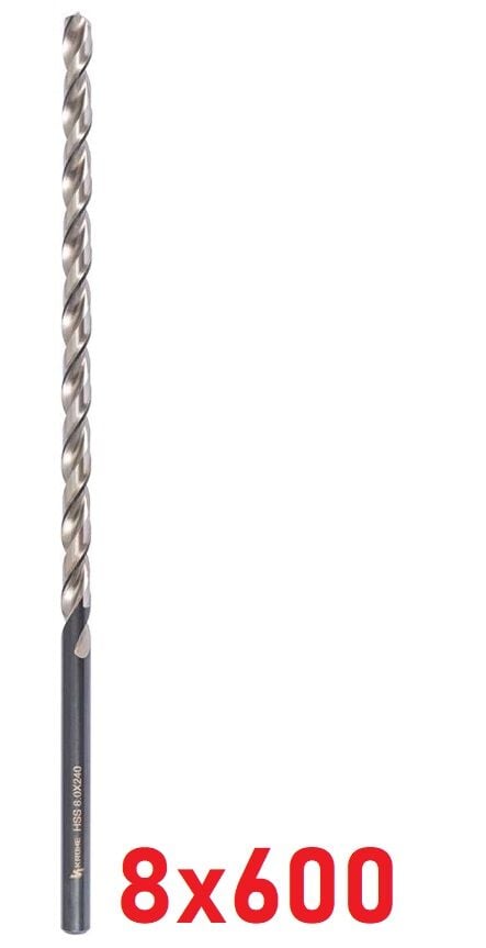Ø8 x 600 mm Uzun Matkap Ucu DIN 1869 HSS