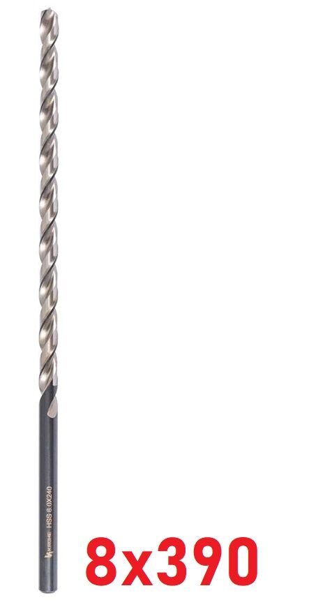 Ø8 x 390 mm Uzun Matkap Ucu DIN 1869 HSS