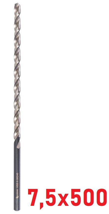 Ø7,5 x 500 mm Uzun Matkap Ucu DIN 1869 HSS
