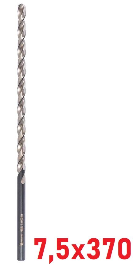 Ø7,5 x 370 mm Uzun Matkap Ucu DIN 1869 HSS