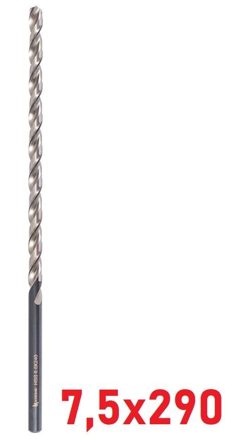 Ø7,5 x 290 mm Uzun Matkap Ucu DIN 1869 HSS