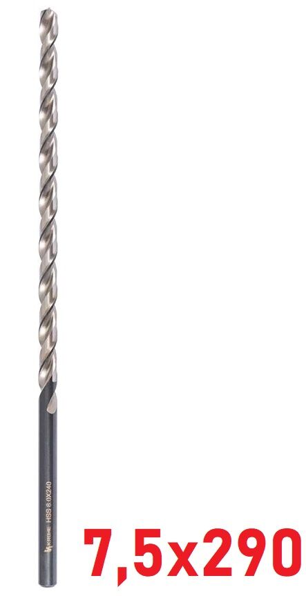 Ø7,5 x 290 mm Uzun Matkap Ucu DIN 1869 HSS