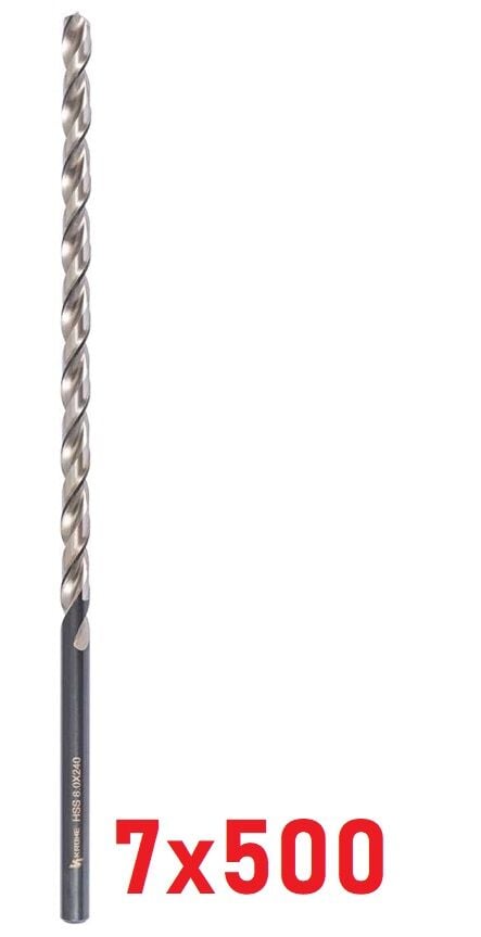 Ø7 x 500 mm Uzun Matkap Ucu DIN 1869 HSS