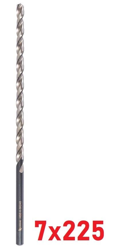Ø7 x 225 mm Uzun Matkap Ucu DIN 1869 HSS
