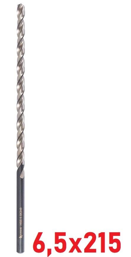 Ø6,5 x 215 mm Uzun Matkap Ucu DIN 1869 HSS