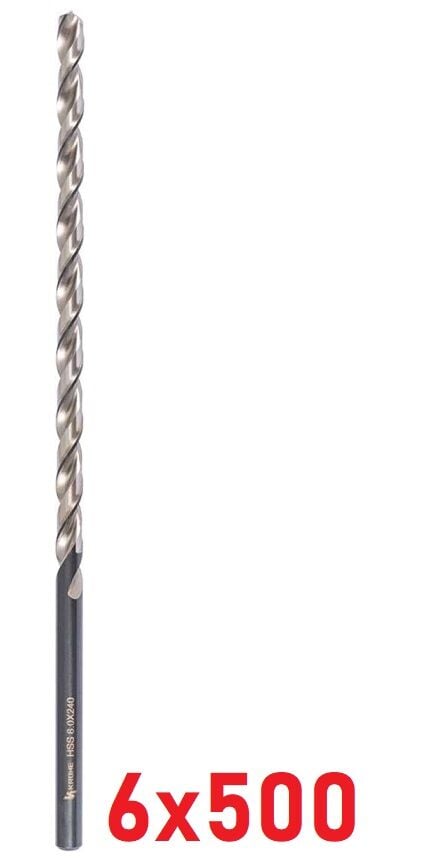 Ø6 x 500 mm Uzun Matkap Ucu DIN 1869 HSS