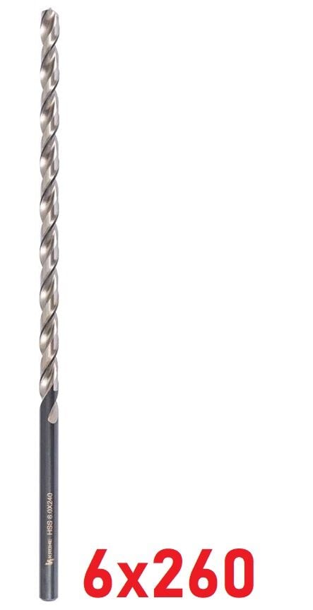 Ø6 x 260 mm Uzun Matkap Ucu DIN 1869 HSS