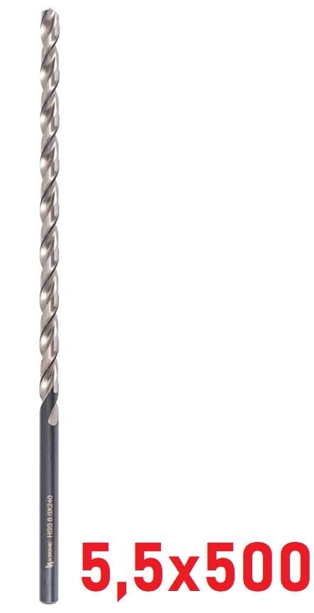 Ø5,5 x 500 mm Uzun Matkap Ucu DIN 1869 HSS