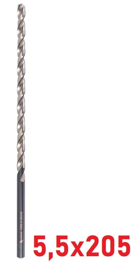 Ø5,5 x 205 mm Uzun Matkap Ucu DIN 1869 HSS
