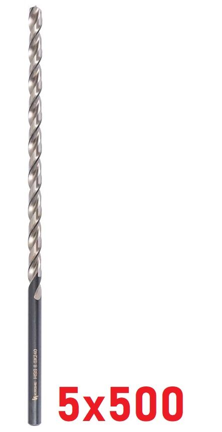 Ø5 x 500 mm Uzun Matkap Ucu DIN 1869 HSS