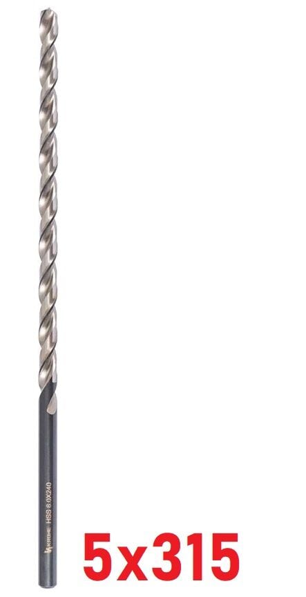 Ø5 x 315 mm Uzun Matkap Ucu DIN 1869 HSS