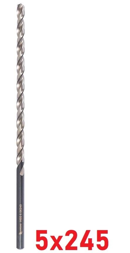 Ø5 x 245 mm Uzun Matkap Ucu DIN 1869 HSS