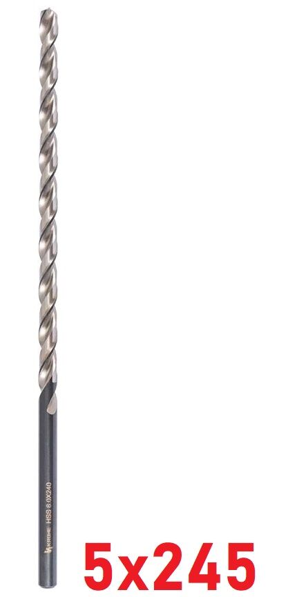 Ø5 x 245 mm Uzun Matkap Ucu DIN 1869 HSS