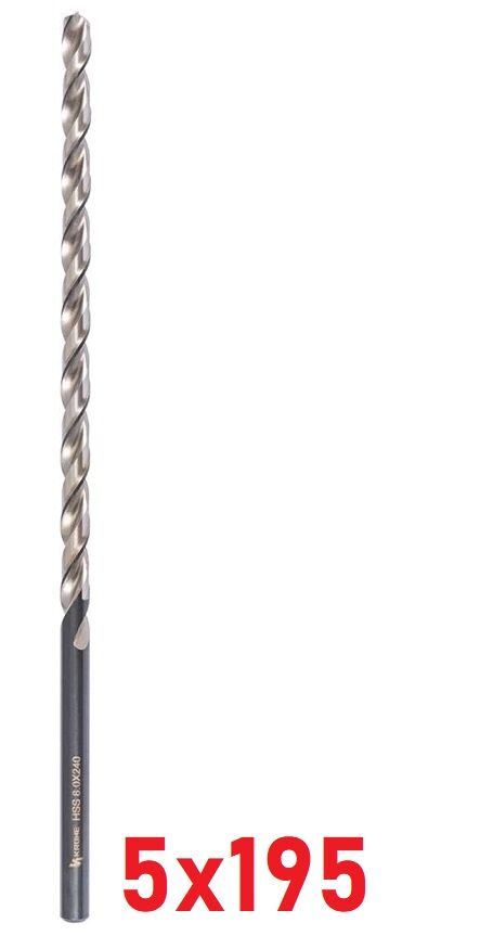 Ø5 x 195 mm Uzun Matkap Ucu DIN 1869 HSS