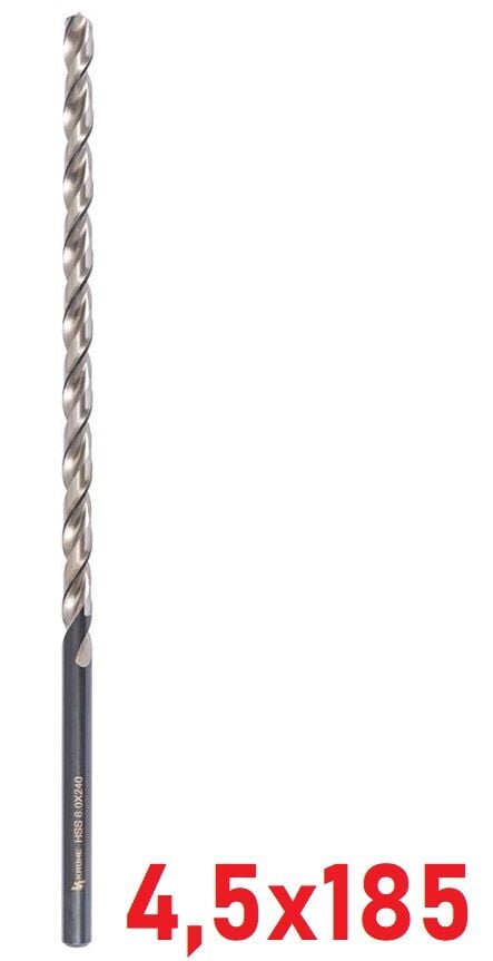 Ø4,5 x 185 mm Uzun Matkap Ucu DIN 1869 HSS