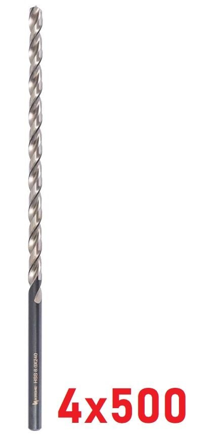 Ø4 x 500 mm Uzun Matkap Ucu DIN 1869 HSS