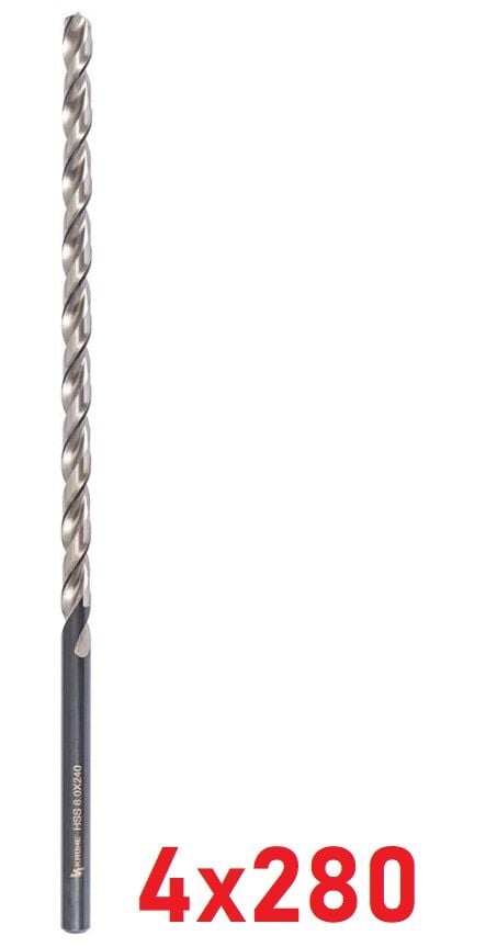 Ø4 x 280 mm Uzun Matkap Ucu DIN 1869 HSS