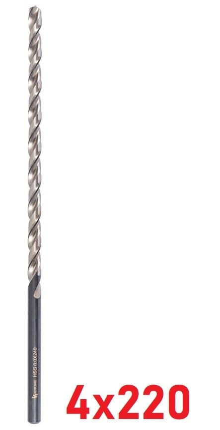 Ø4 x 220 mm Uzun Matkap Ucu DIN 1869 HSS