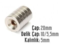 Ø20 x 5 mm Havşalı Neodyum Mıknatıs