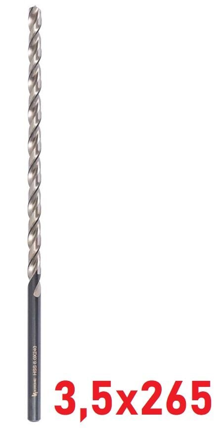 Ø3,5 x 265 mm Uzun Matkap Ucu DIN 1869 HSS
