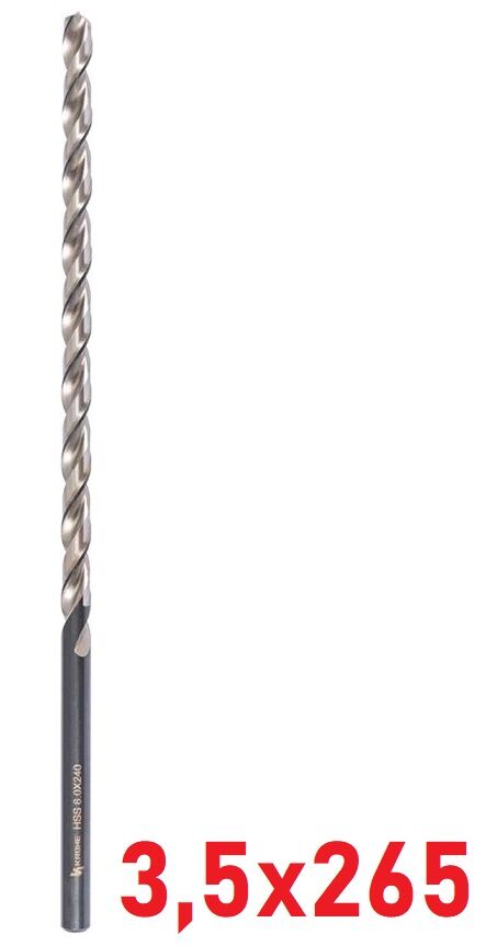 Ø3,5 x 265 mm Uzun Matkap Ucu DIN 1869 HSS