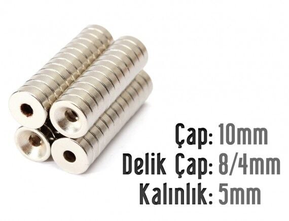 Ø10 x 5 mm Havşalı Neodyum Mıknatıs