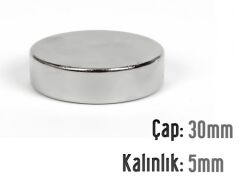 Ø30 x 5 mm Neodyum Mıknatıs
