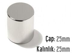 Ø25 x 25 mm Neodyum Mıknatıs