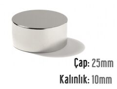 Ø25 x 10 mm Neodyum Mıknatıs