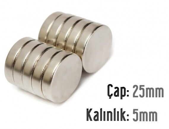 Ø25 x 5 mm Neodyum Mıknatıs