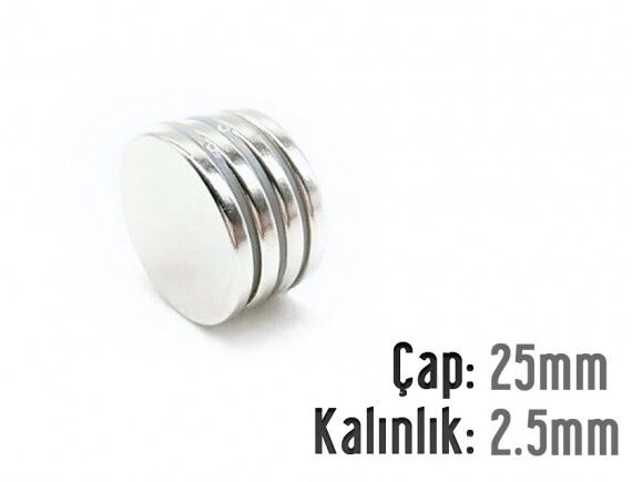 Ø25 x 2,5 mm Neodyum Mıknatıs