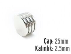 Ø25 x 2,5 mm Neodyum Mıknatıs