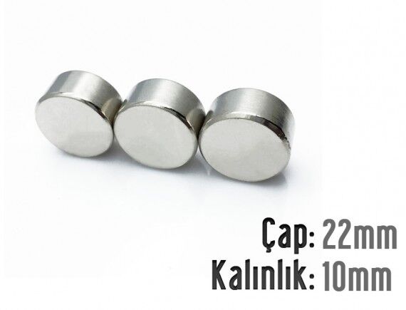 Ø22 x 10 mm Neodyum Mıknatıs