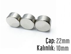 Ø22 x 10 mm Neodyum Mıknatıs