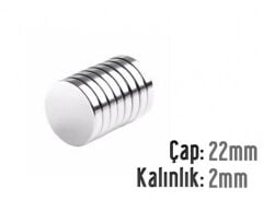 Ø22 x 2 mm Neodyum Mıknatıs
